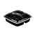 Контейнер квадр. чёрный 1400 мл 229 x 229 x 51 3-х секц. с прозрачной крышкой (100/100) 1263Ч